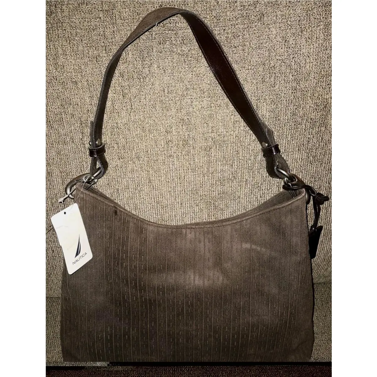 Vintage Nautica Brown Suede Medium Hobo Shoulder Bag