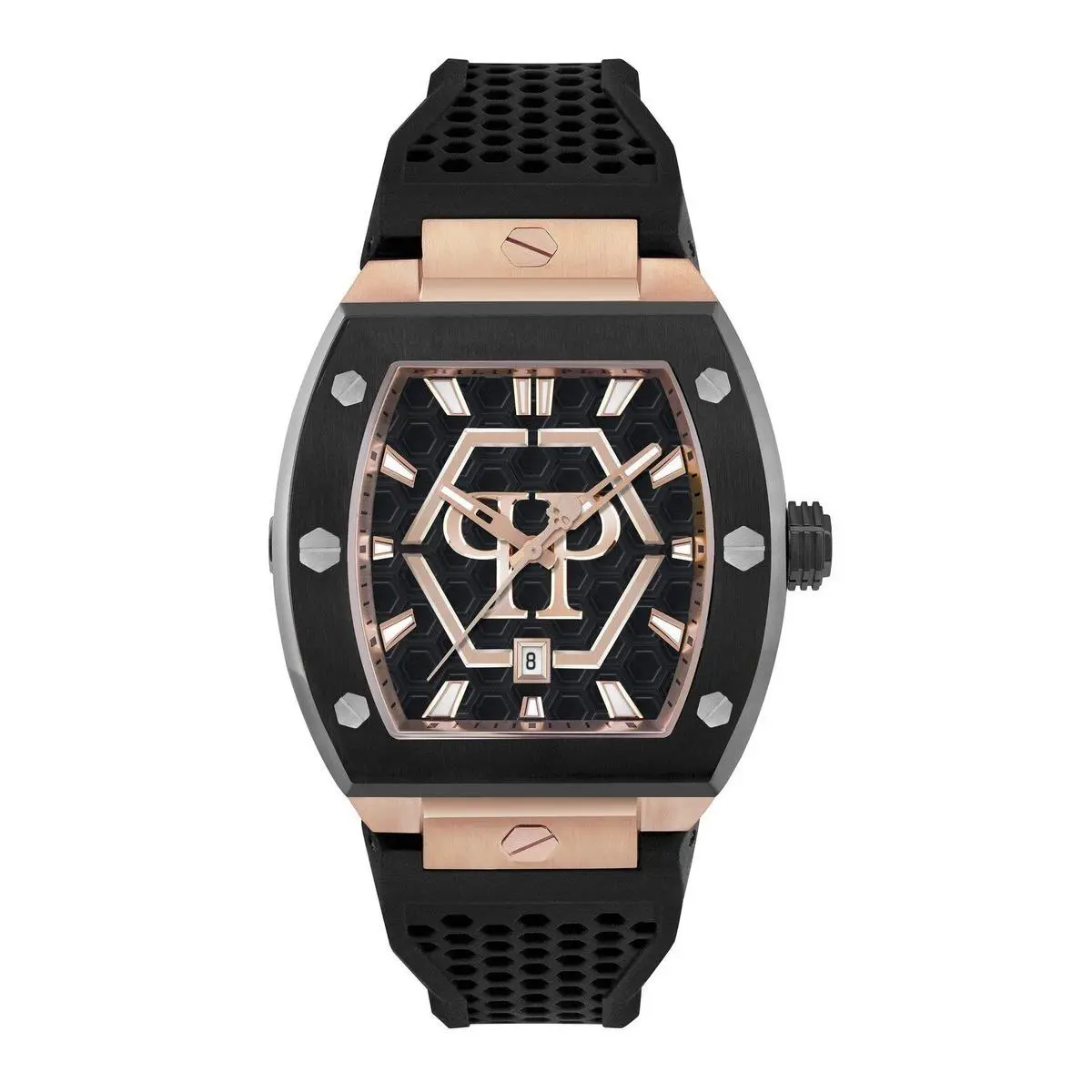 Philipp Plein Hexagon Phantom Black Rose Gold Mens 44mm Watch PWPUA0124