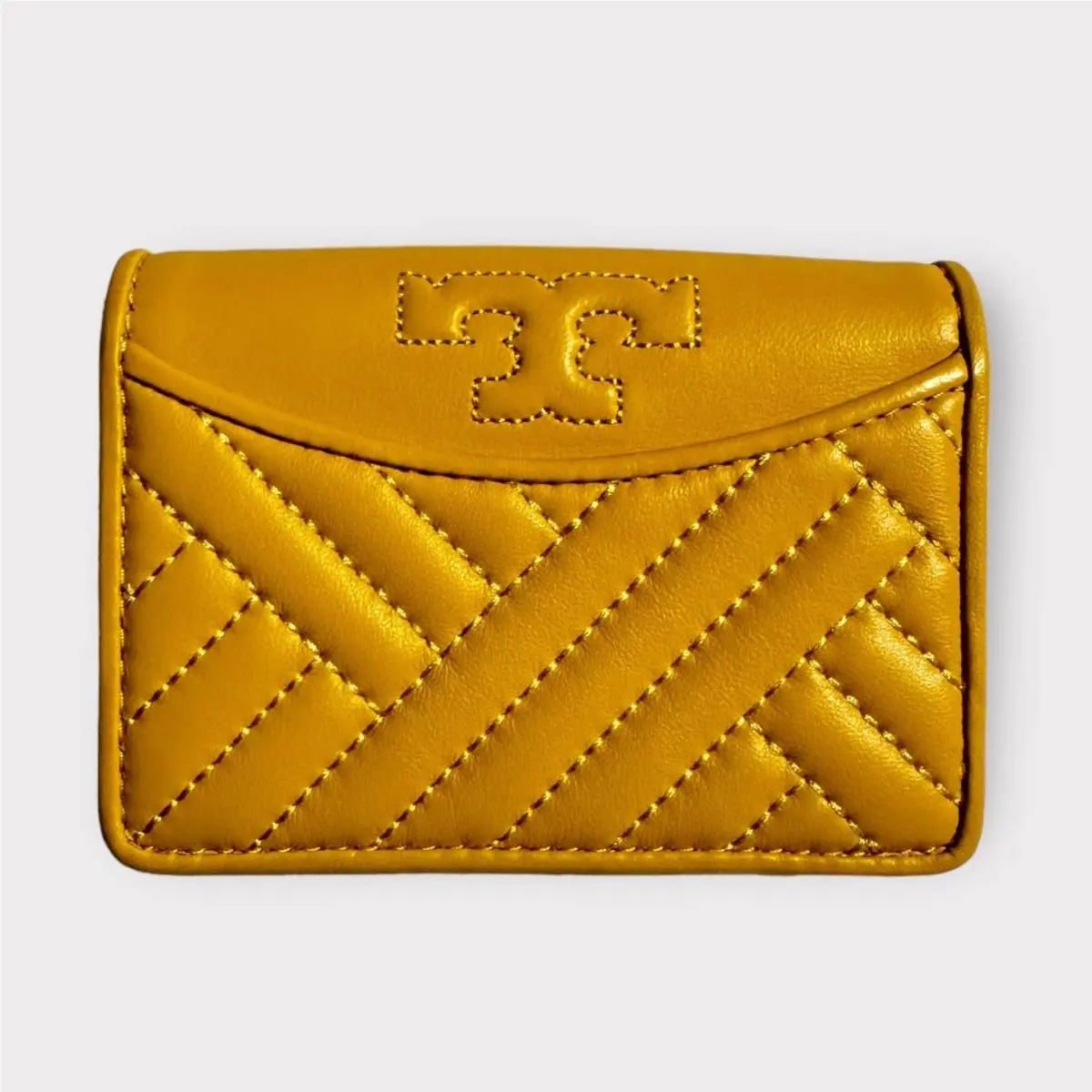 Tory Burch Alexa Leather Bifold Mini Wallet Yellow Daisy