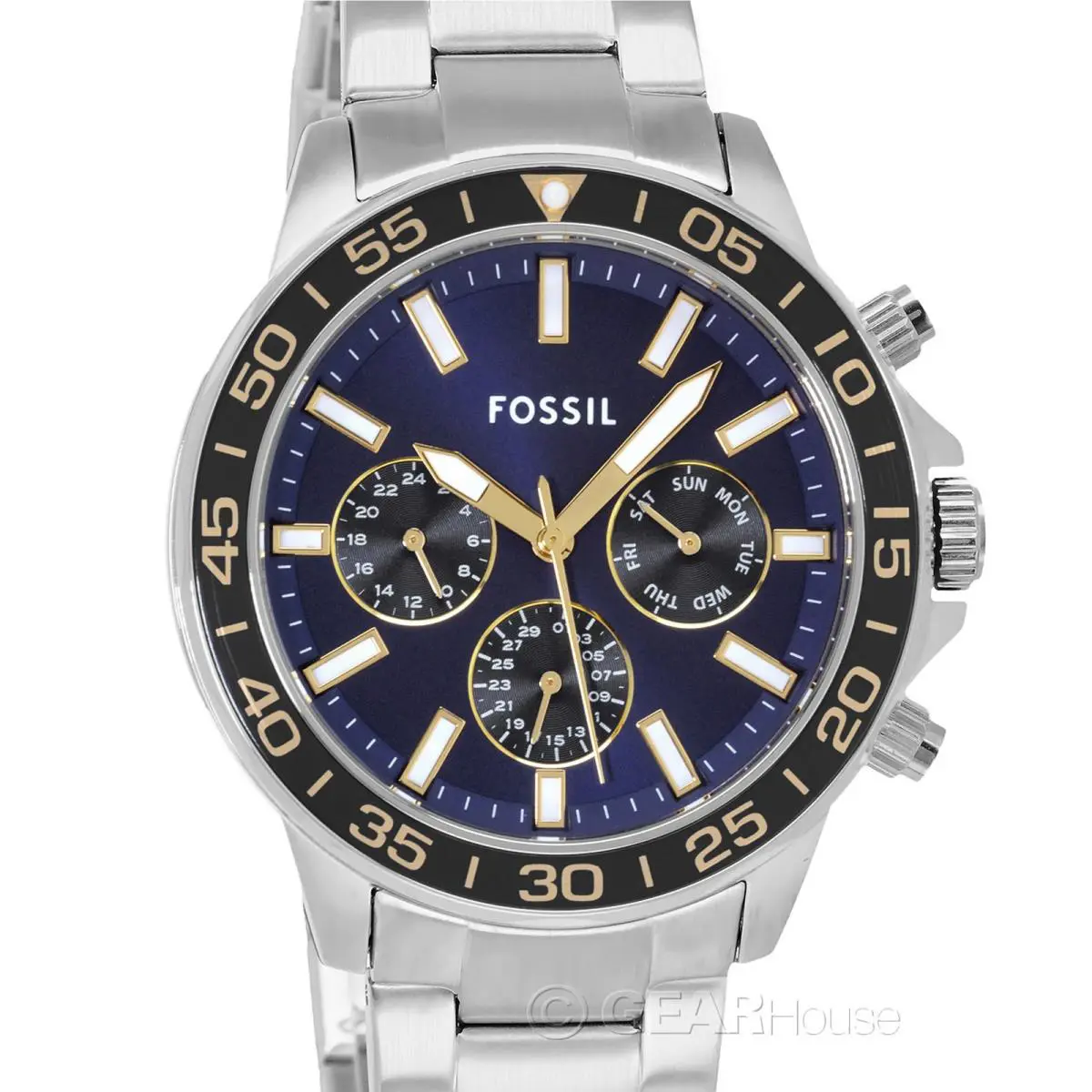 Fossil Bannon Multifunction Silver Gold Blue BQ7117 Men`s Watch