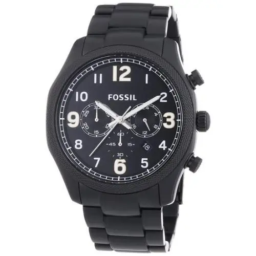 Men`s Foreman Chronograph Black Stainless Steel Watch FS4864 by Fossil