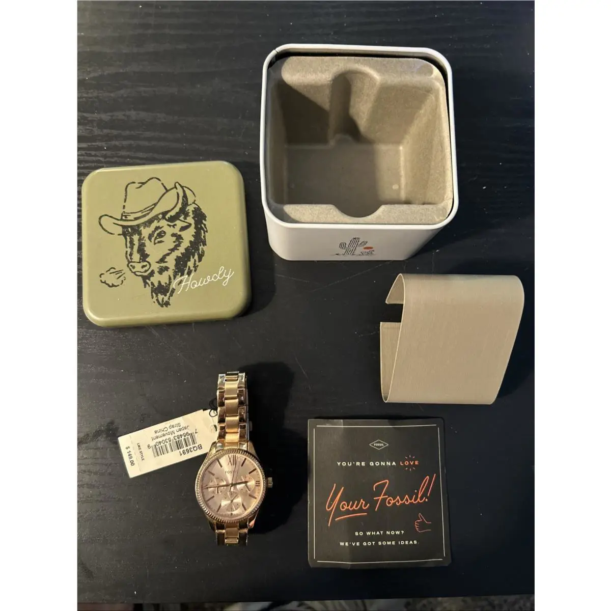 Fossil Rye Rose Gold Tone Analogue Watch BQ3691 Chronograph