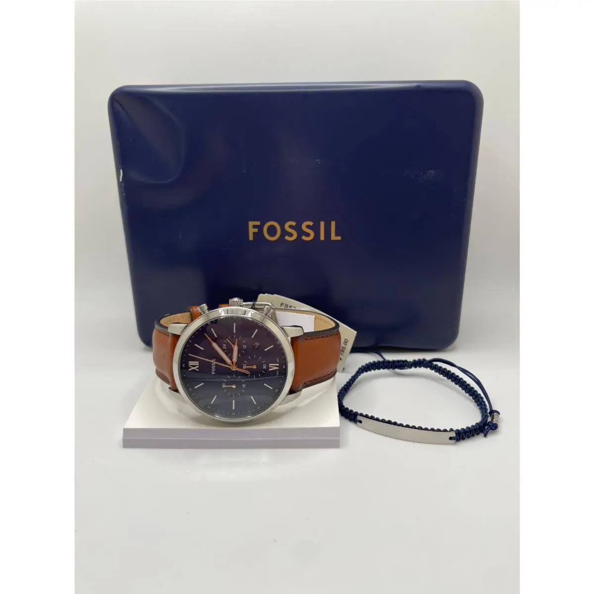 Rotary Fossil FS5708SET Mens Blue Dial Chronograph Quartz Casual Wristwatch W/ Bracelet