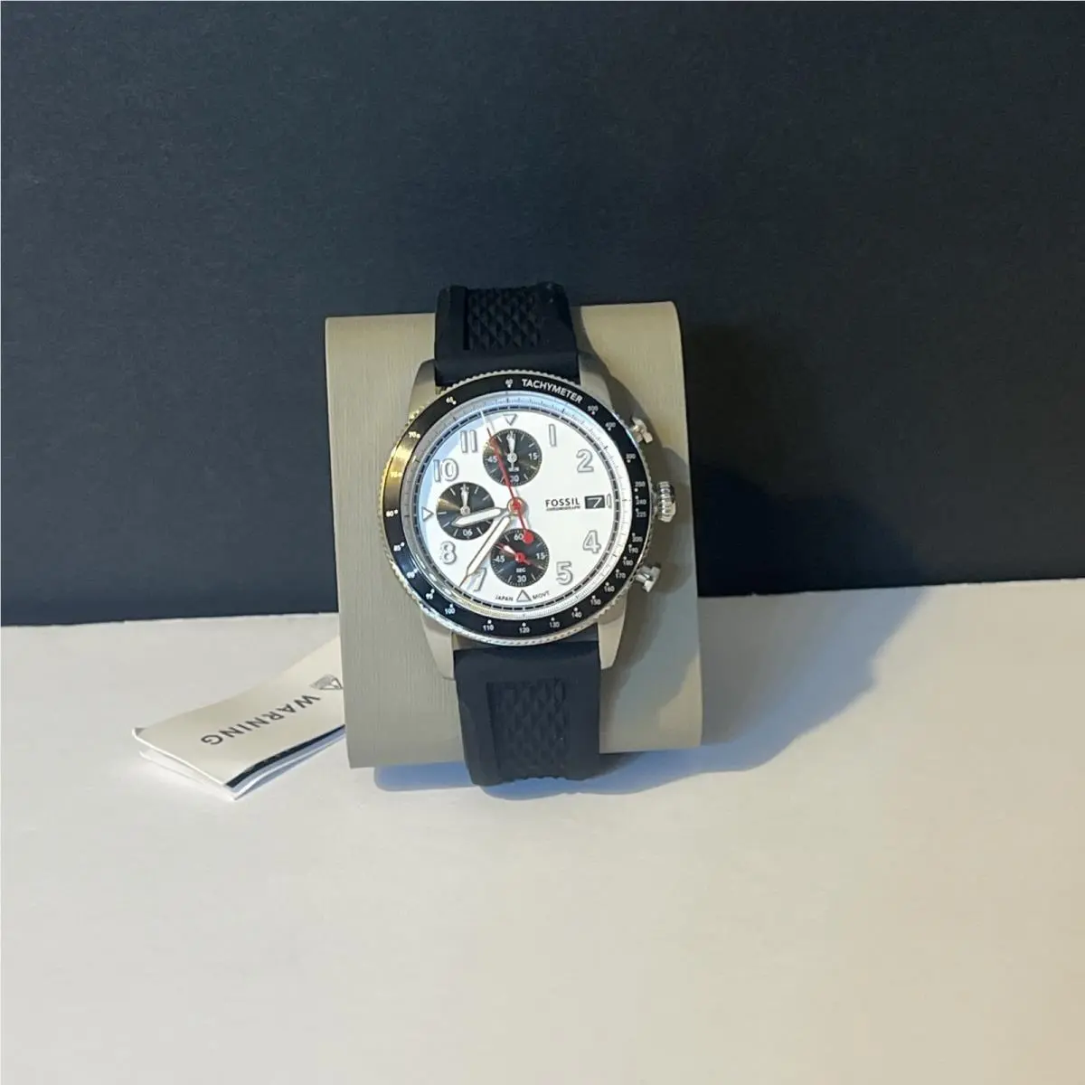 Bnob Fossil Sport Tourer Chronograph White Dial Quartz Men`s Watch FS6087 Black - Dial: White, Band: Black, Bezel: Black