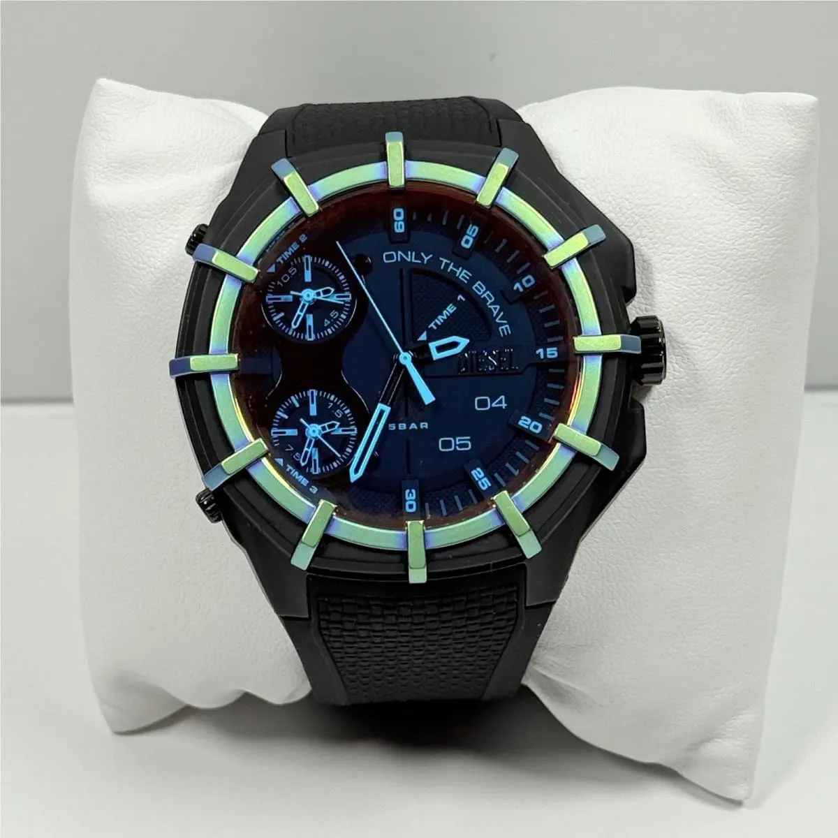 Diesel Framed DZ1986 Multicolor Face Black Dial Black Silicone Band Men s Watch