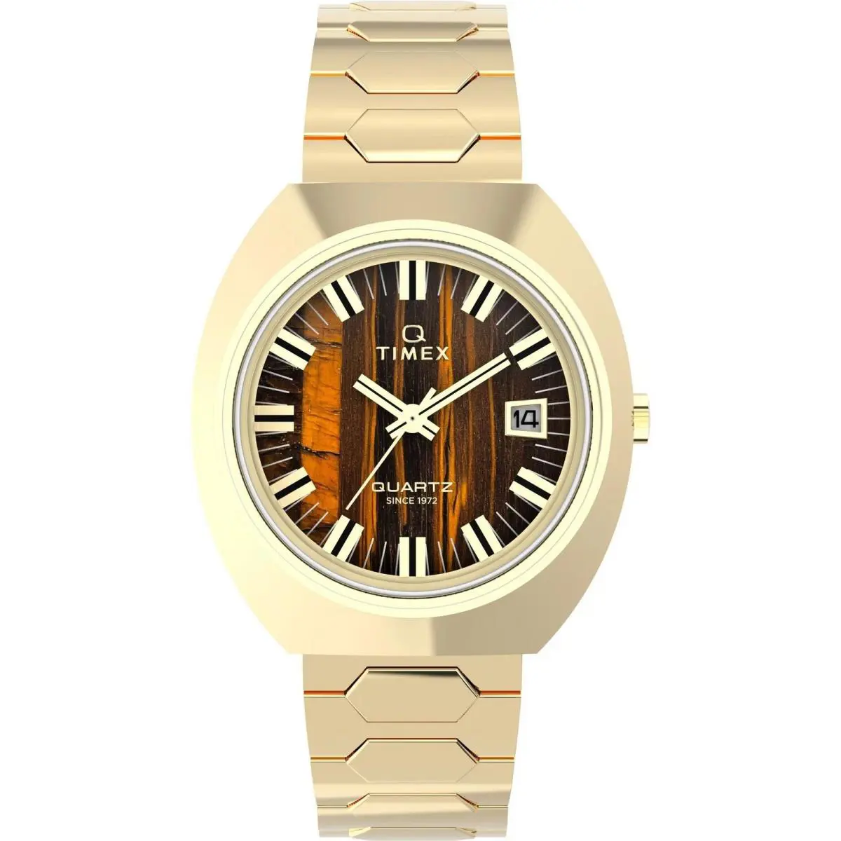Q 1972 Machine Reissue Gold Bracelet Brown Dial Watch TW2Y45200 by Timex