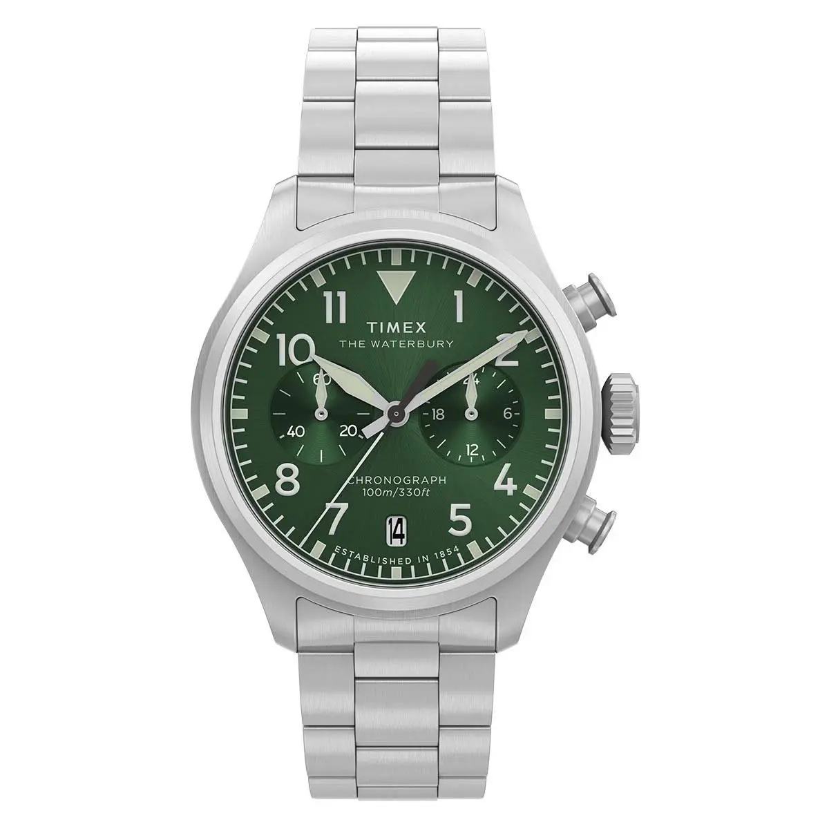 Timex Waterbury Ace Pilot Chronograph Stainless Steel 41mm Watch TW2Y19100