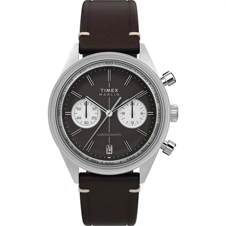 Men`s Marlin Jet Quartz Chronograph 40mm Leather Strap Watch TW2Y24700 by Timex