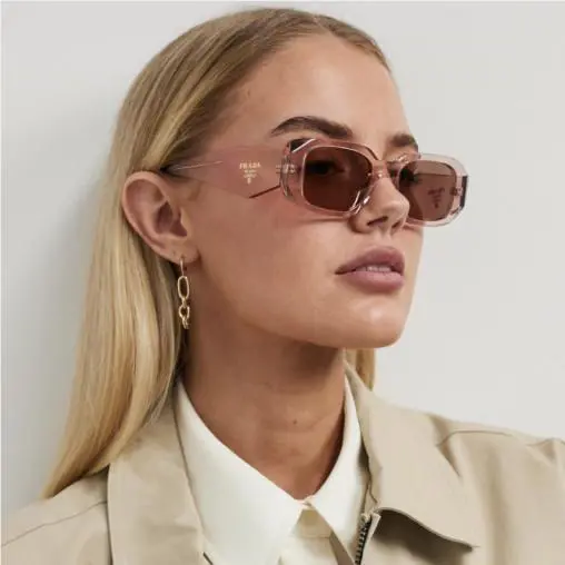 Prada PR 17WS 19Q10D Transparent Peach Light Brown 49 mm Women`s Sunglasses
