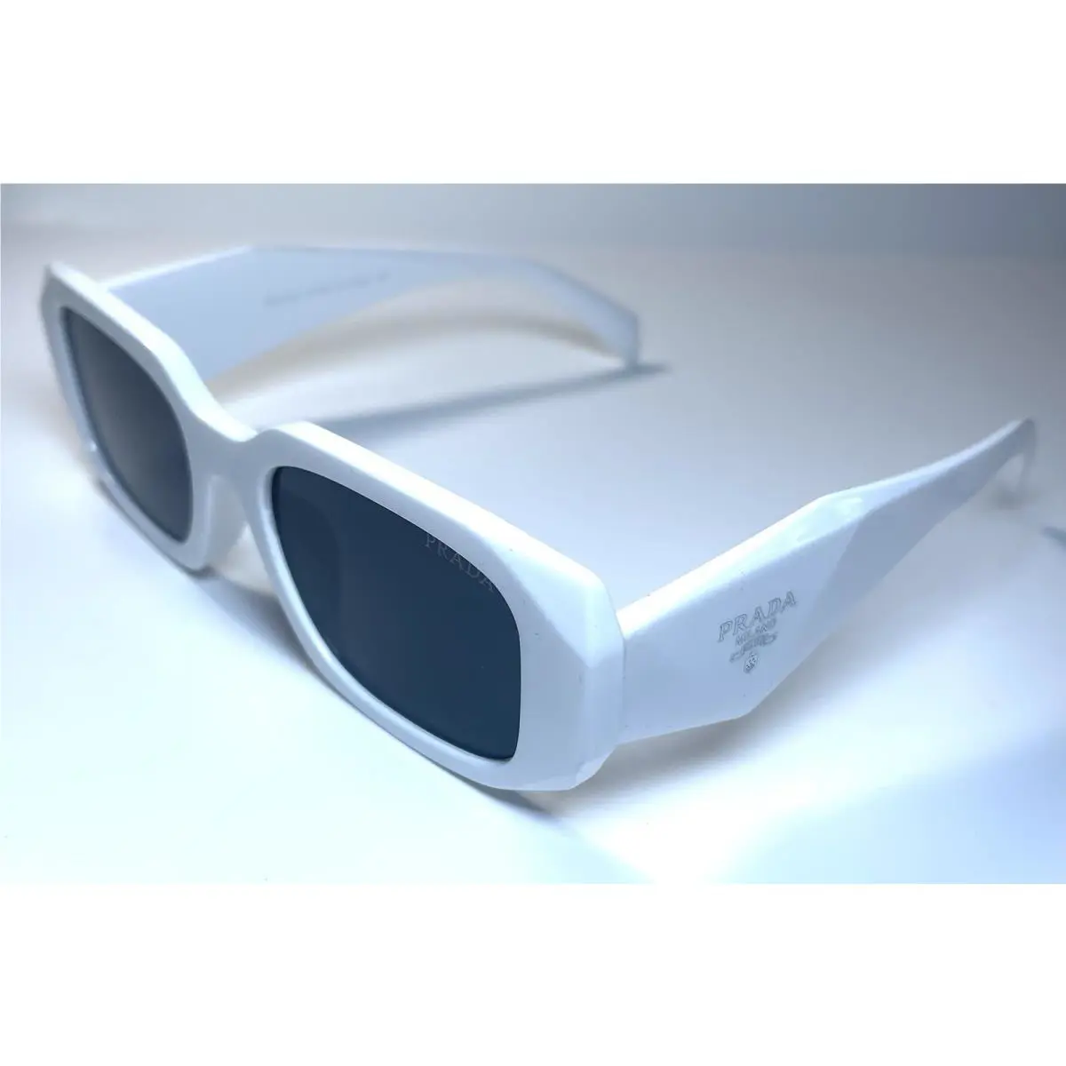 Prada White SPR17WS Prism Logo Sunglasses + Case