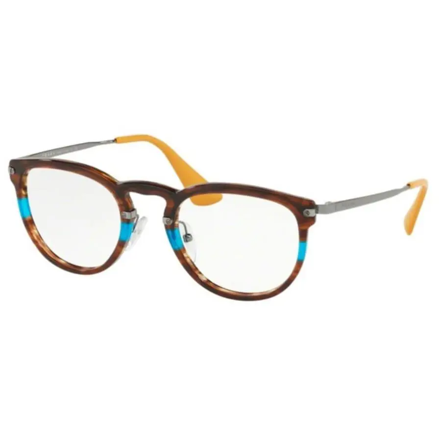 Prada Eyeglasses PR02VV-2581O1 49 Striped Brown Azure 49-22-140