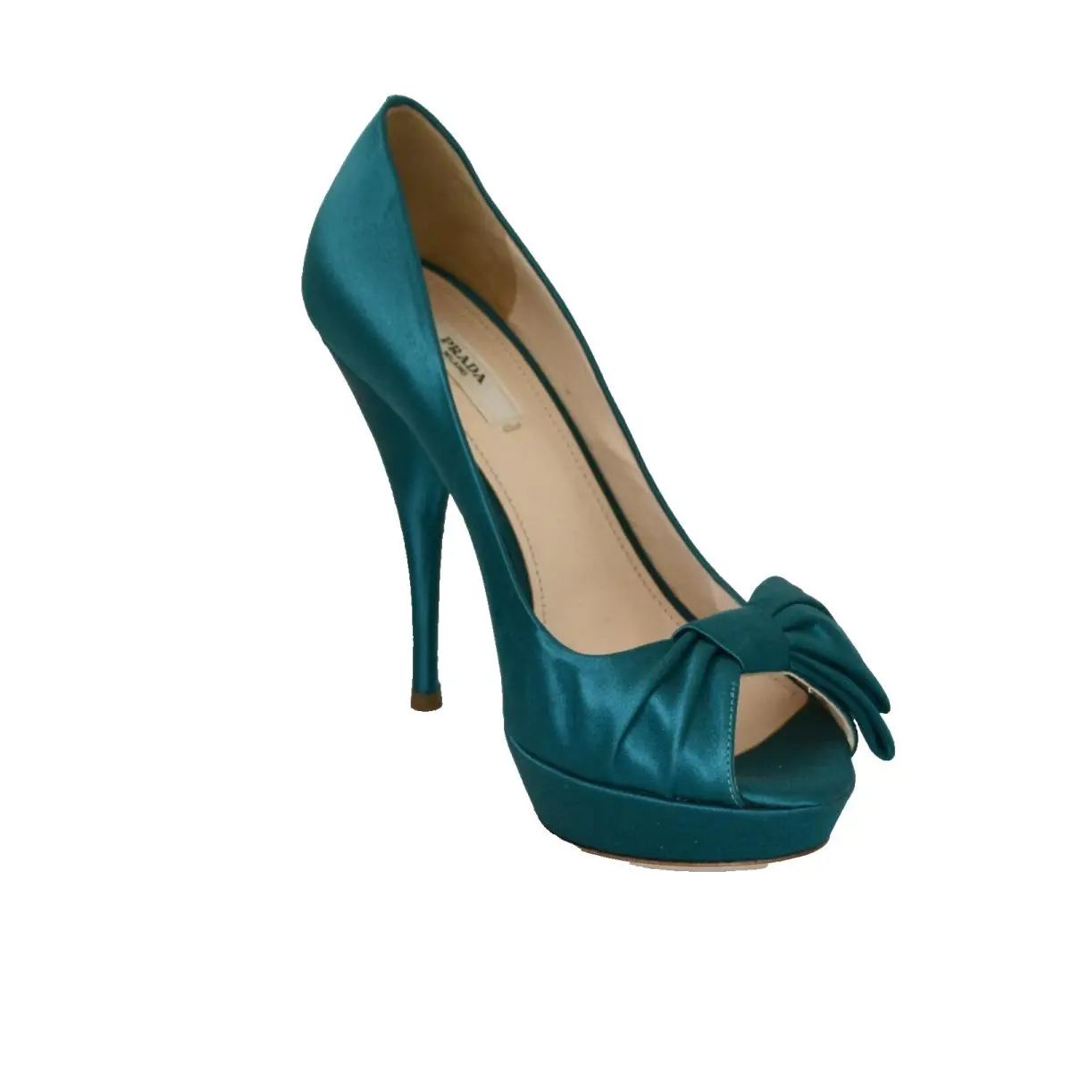 Prada Satin Platform Pumps Shoes SZ EU 38.5 US 8.5 Made IN Italy
