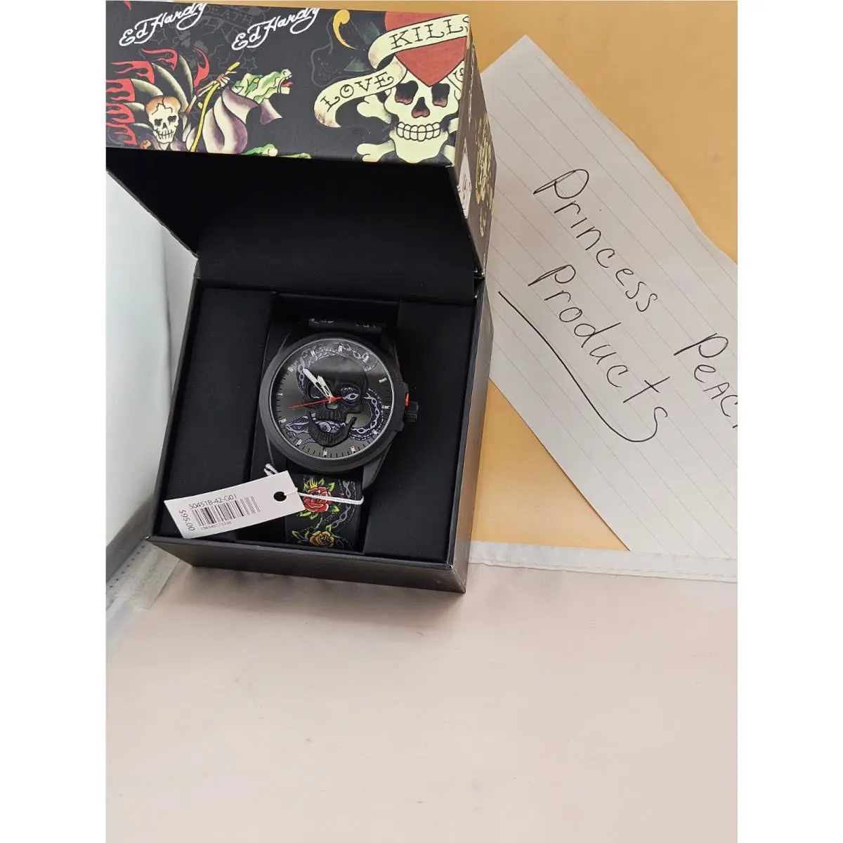 ED Hardy Men`s Skull Bling Black Silicone