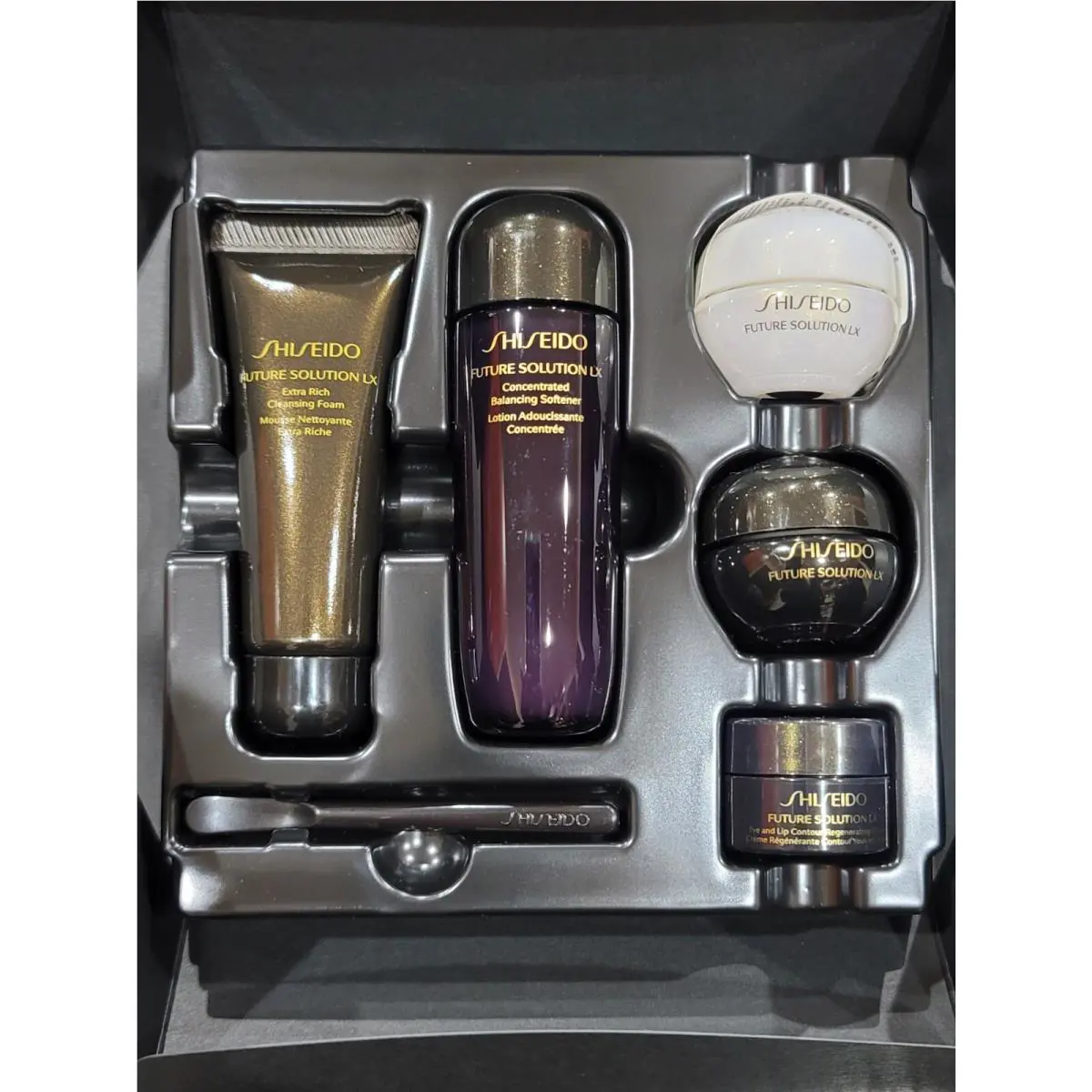 Shiseido Future Solution LX 5pc Travel Set Kit Foam Softener Eye Lip Regen Cream