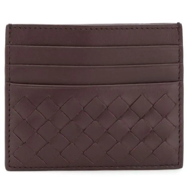 Botegga Veneta L60112 Monalisa Intreciato Napa Dark Barolo Brown Card Case