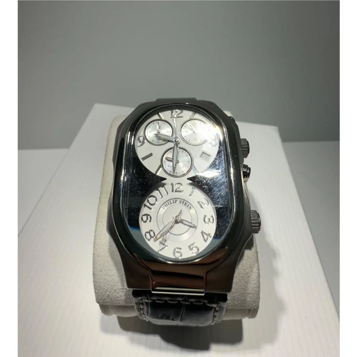 Phillip Stein Mens Chronograph Watch White Dial 3-g-crs