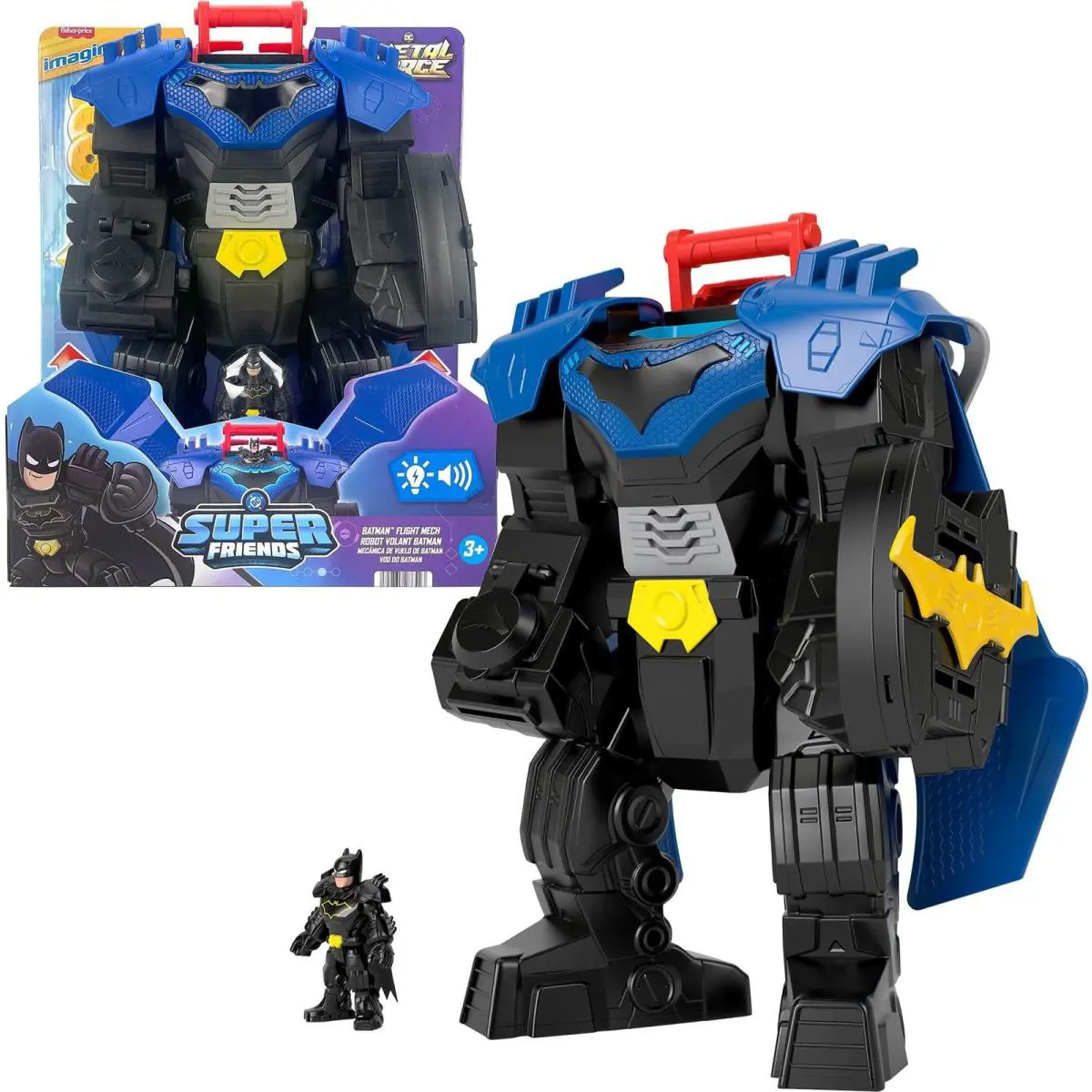 Batman Flight Mech Toy with Lights Sounds Action Figure Launcher Discs