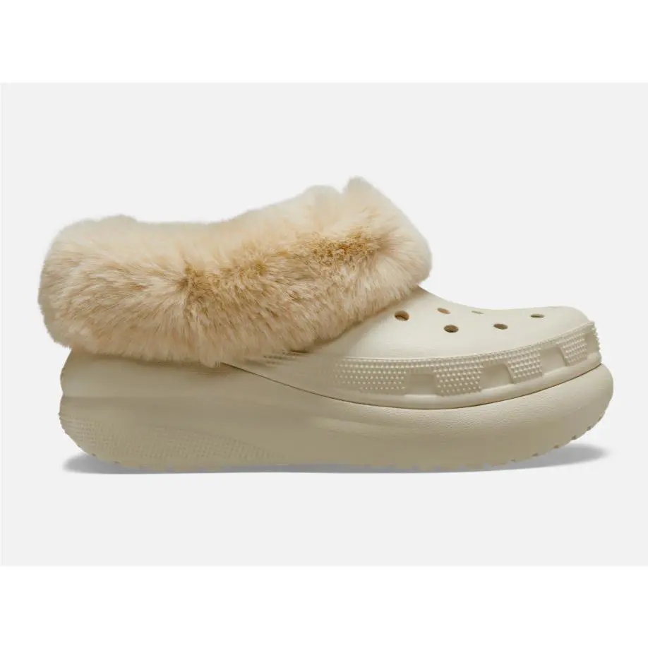 Crocs Furever Crush Womens 7 Mens 5 Bone Beige Clogs Slip On Fur 208446