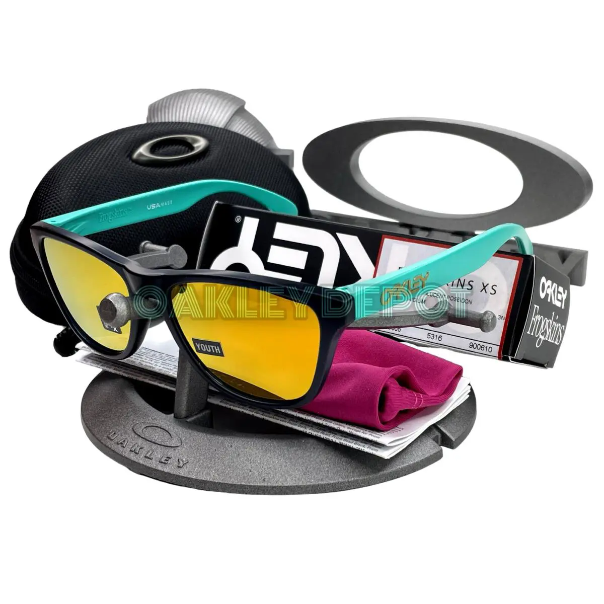 Oakley Frogskins XS 00J9006 Matte POSEIDON/24K Iridium Sunglasses 145 - Frame: MATTE TRANLUCENT POSEIDON, Lens: 24K