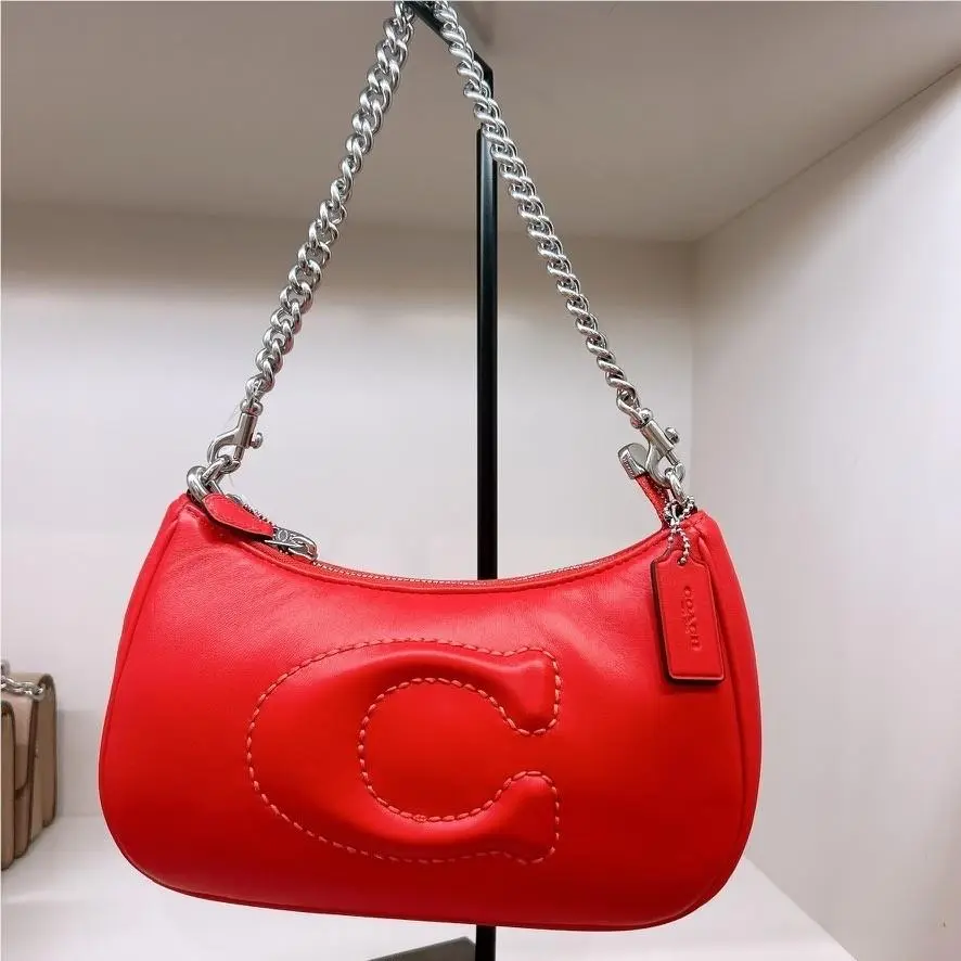 Coach Teri Shoulder Bag with Quilting CJ608 Silver/bright Poppy