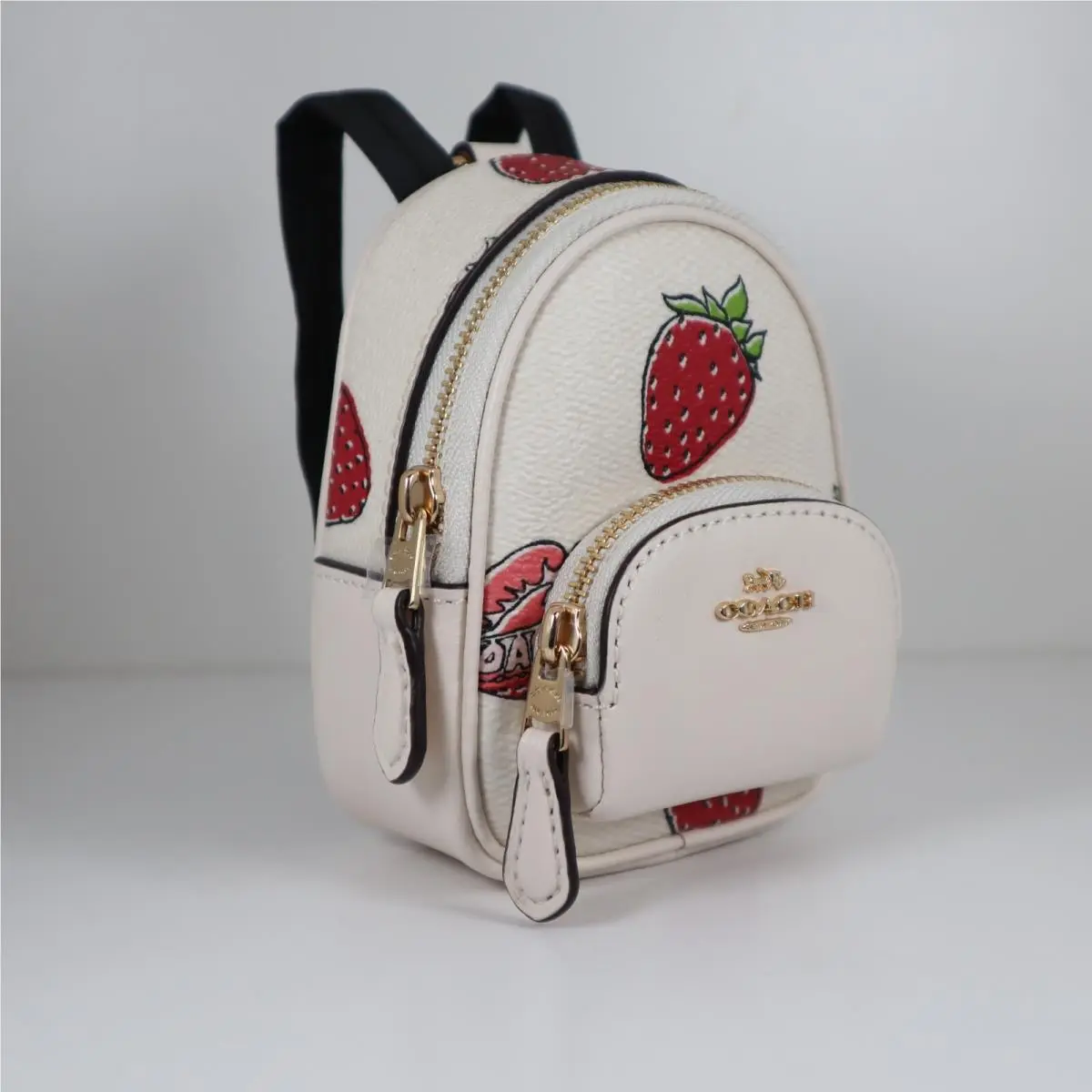 Mini Court Backpack Bag Charm with Strawberry Print CAO93 by Coach