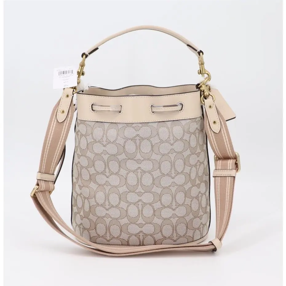 Coach Signature Jacquard Field Bucket Shoulder Bag Stone