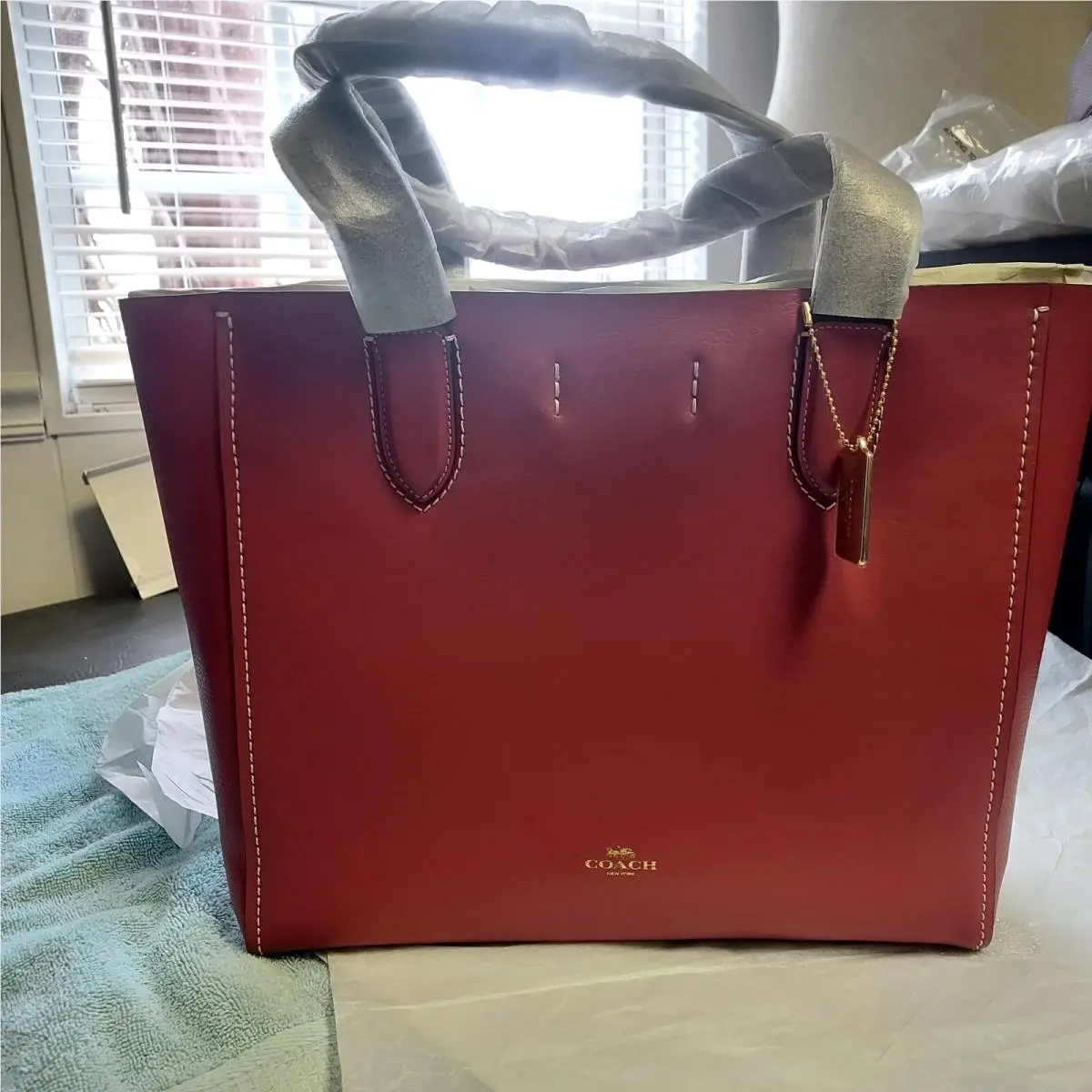 58660 Derby Tote Rouge Pink Pebbled Leather by Coach