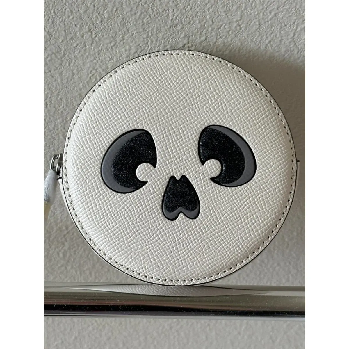 Coach Skull Chalk/multi Leather Coin Case Silver CW935