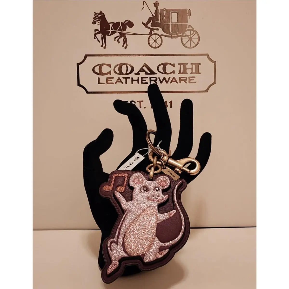 Coach Musical Dancing Mouse Leather Keychain Fob Bag Charm – 39500 Rare