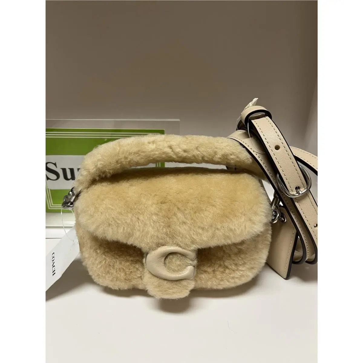 Coach Mini Tabby Bag 12 in Shearling Leather Cream CQ168 Cute