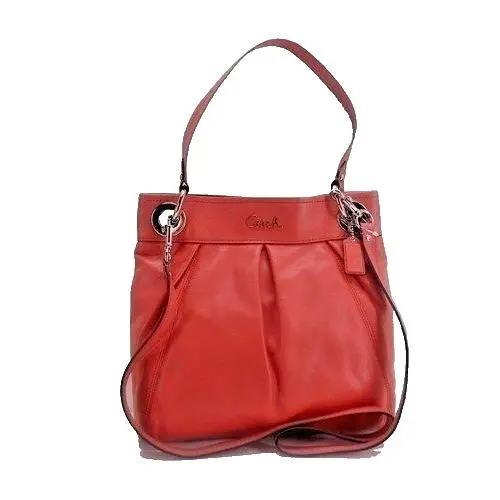 Coach Ashley Leather Hippie Shoulder Bag Handbag + Strap Geranium