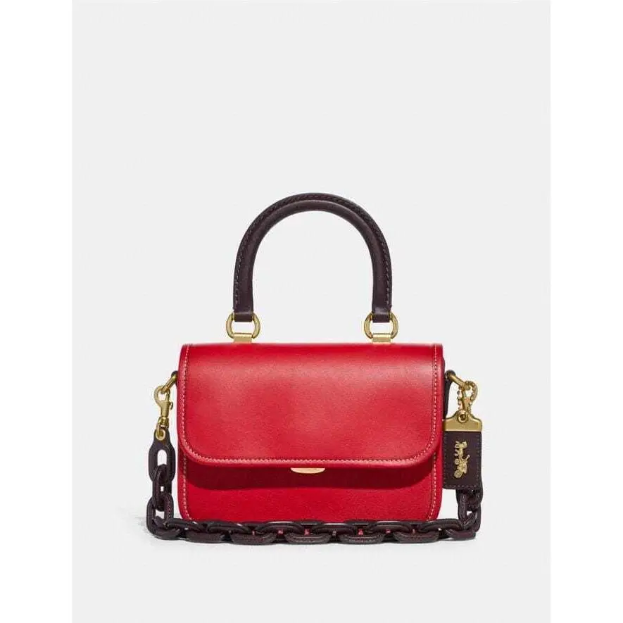 Coach Red/multi Colorblock Top Handle Bag C6341