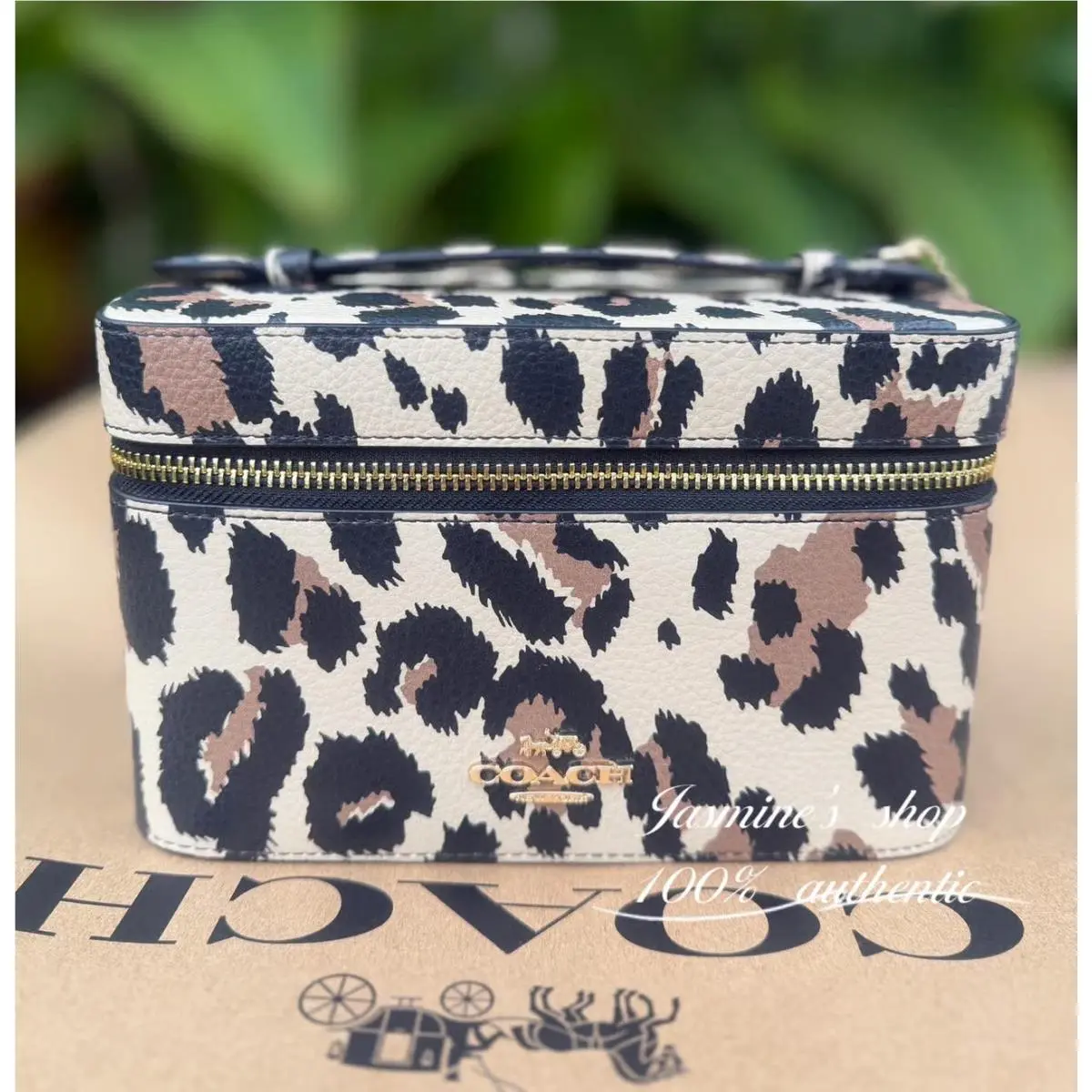 Coach CCF43 Cosmetic Case with Leopard Print Pebble Leather in Leopard Multi