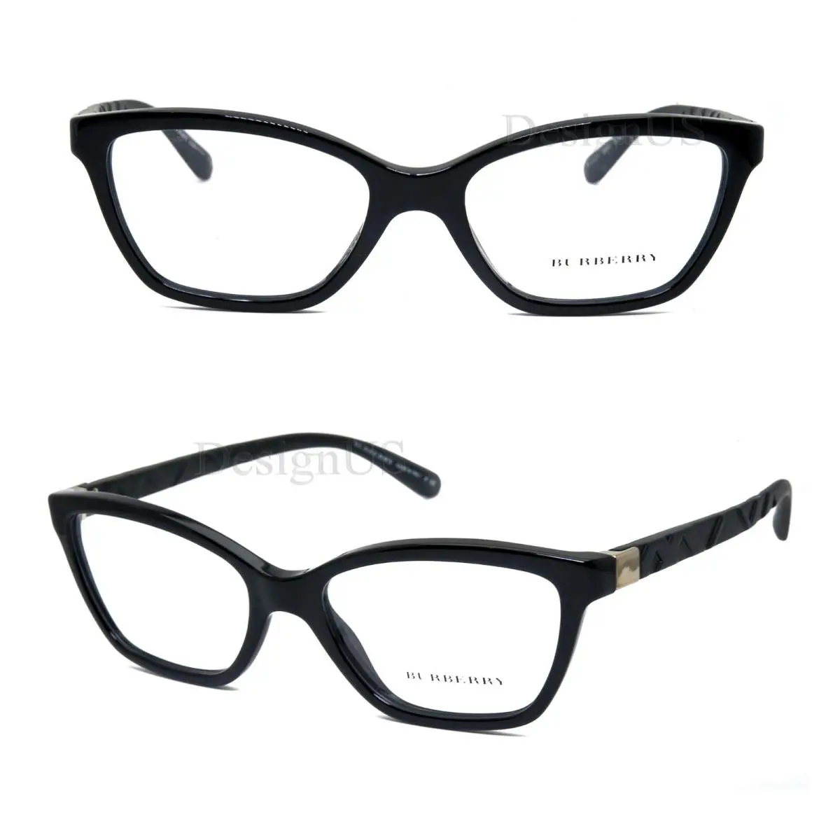 Burberry B 2221 3001 Black Cat Eye Size 53/17/140 Eyeglasses Made in Italy