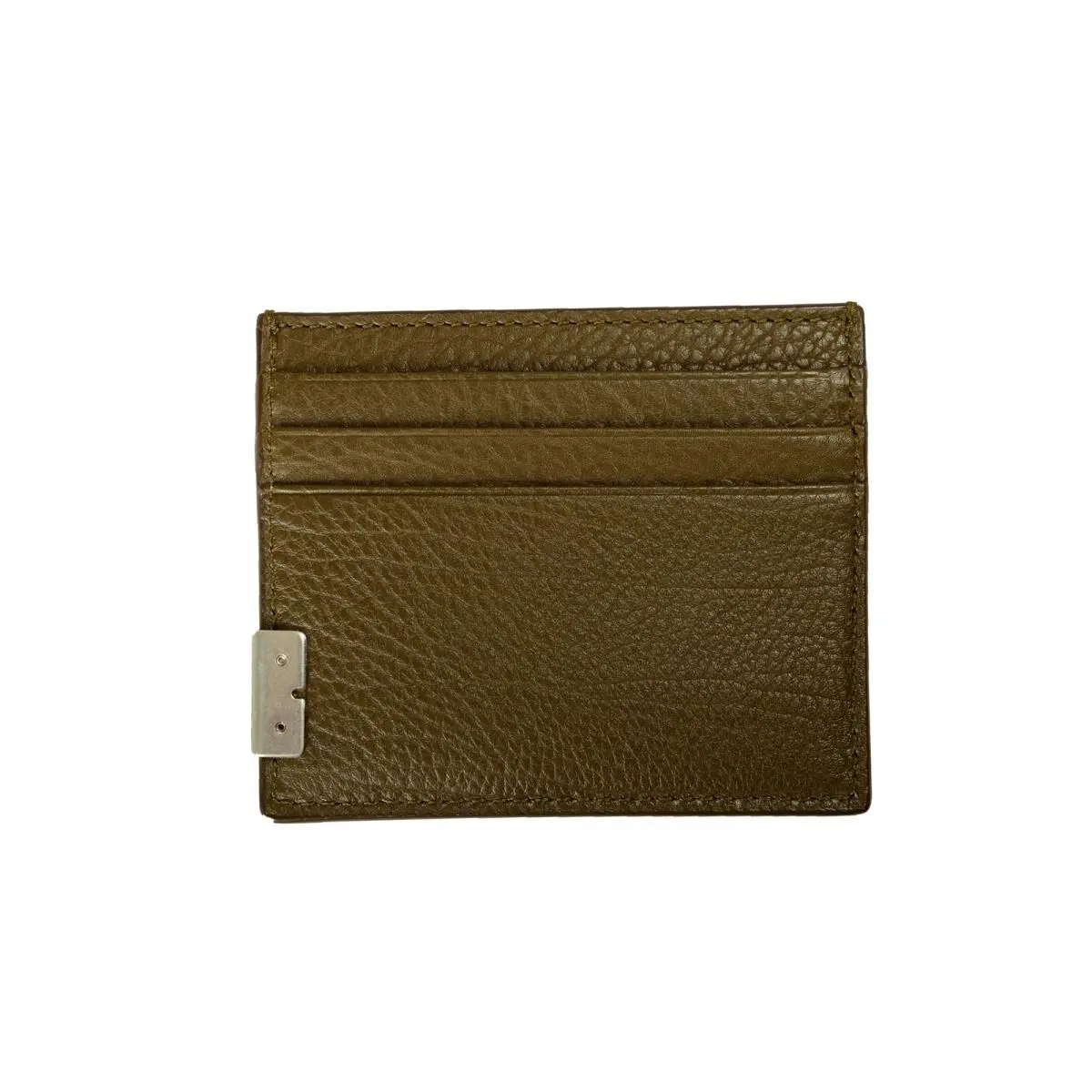 Burberry Unisex Tall Sandon Military Green Textured Leather Credit Card Case