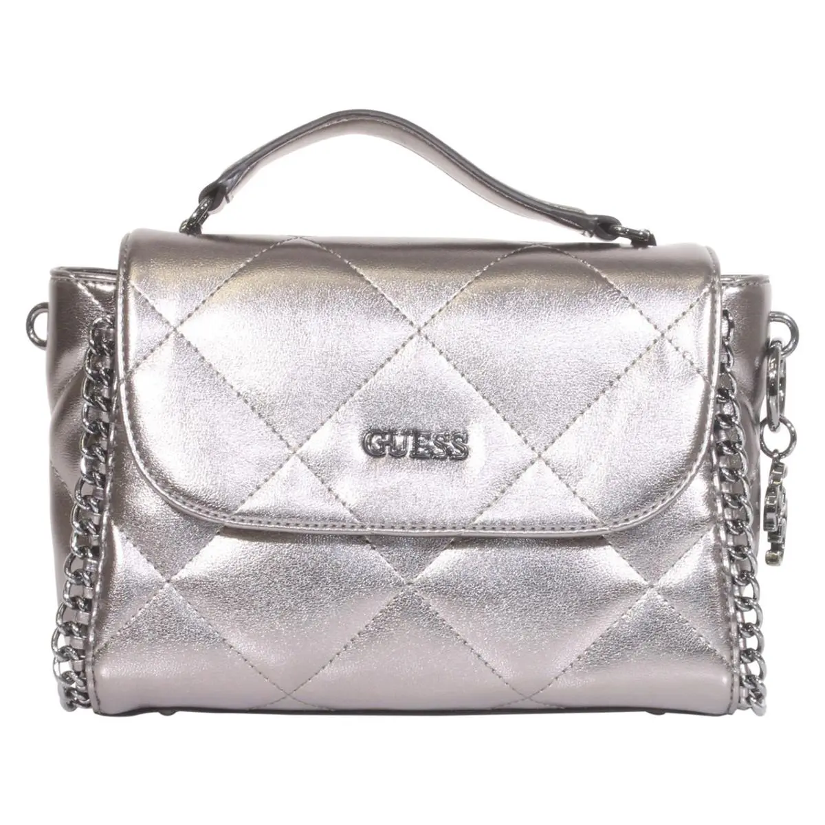 Women`s Khatia Top Handle Flap Handbag Pewter by Guess