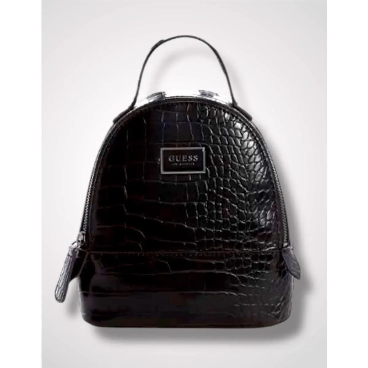 Guess Newberg Black Croc-embossed Mini Backpack