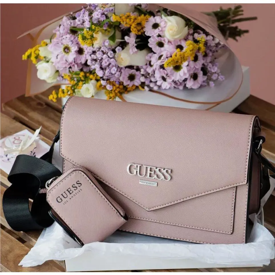 Guess Women’s Nausha Crossbody Bag with Mini Bag Charm Mauve
