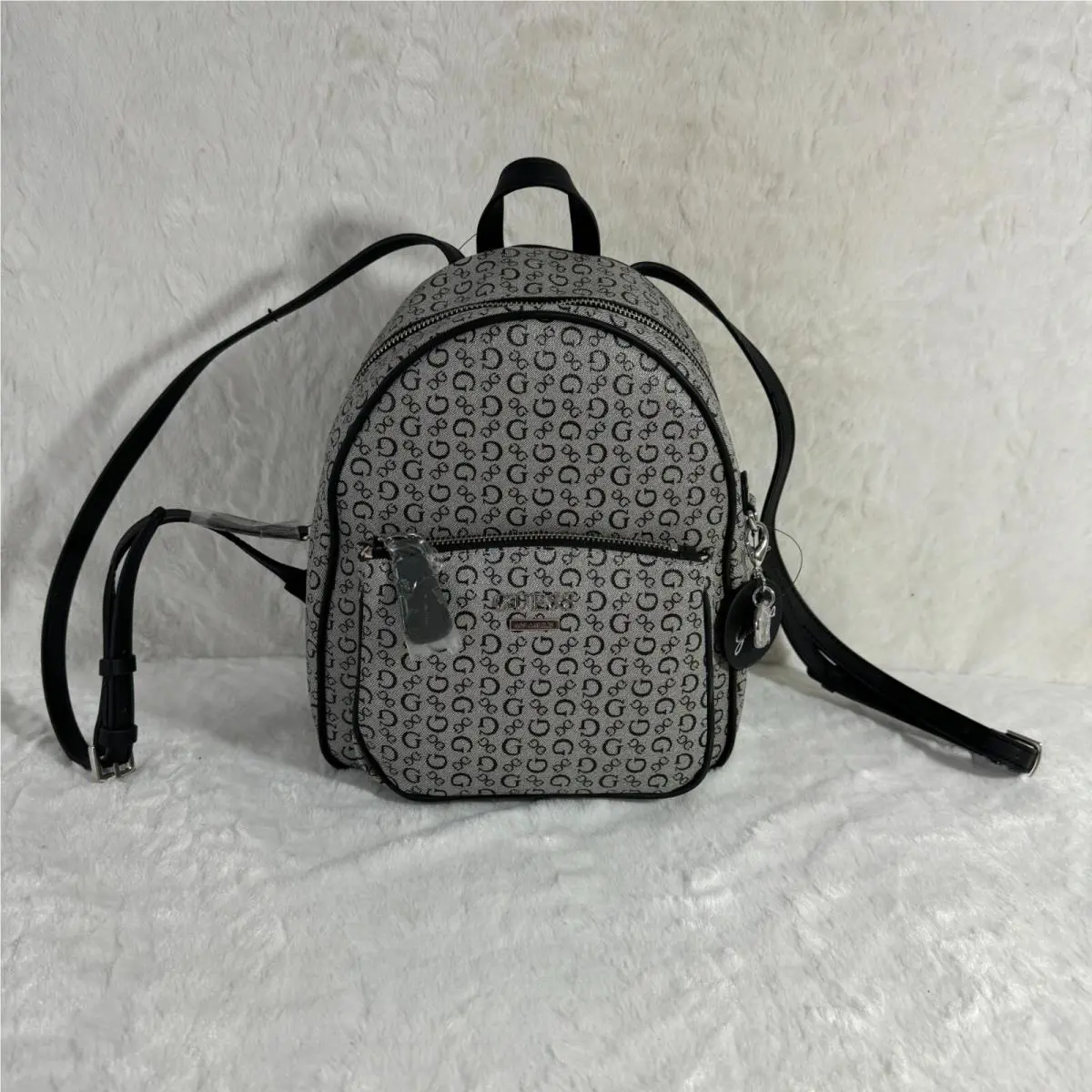 Guess Logo Mini Backpack Pandore DD672429 Black Logo Print Monogram