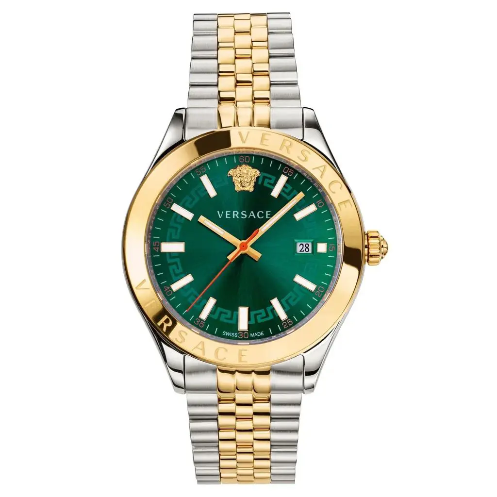 Versace Wrist Watch Luxury Brand Watches For Men Hellenyium Green Sunray Dial