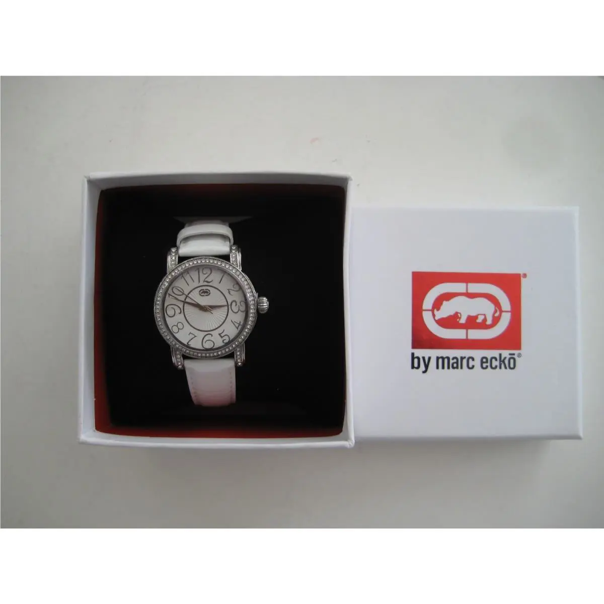 Rhino  Women E8M126MV Bold Graphic Detailed White on White Watch by Marc Ecko