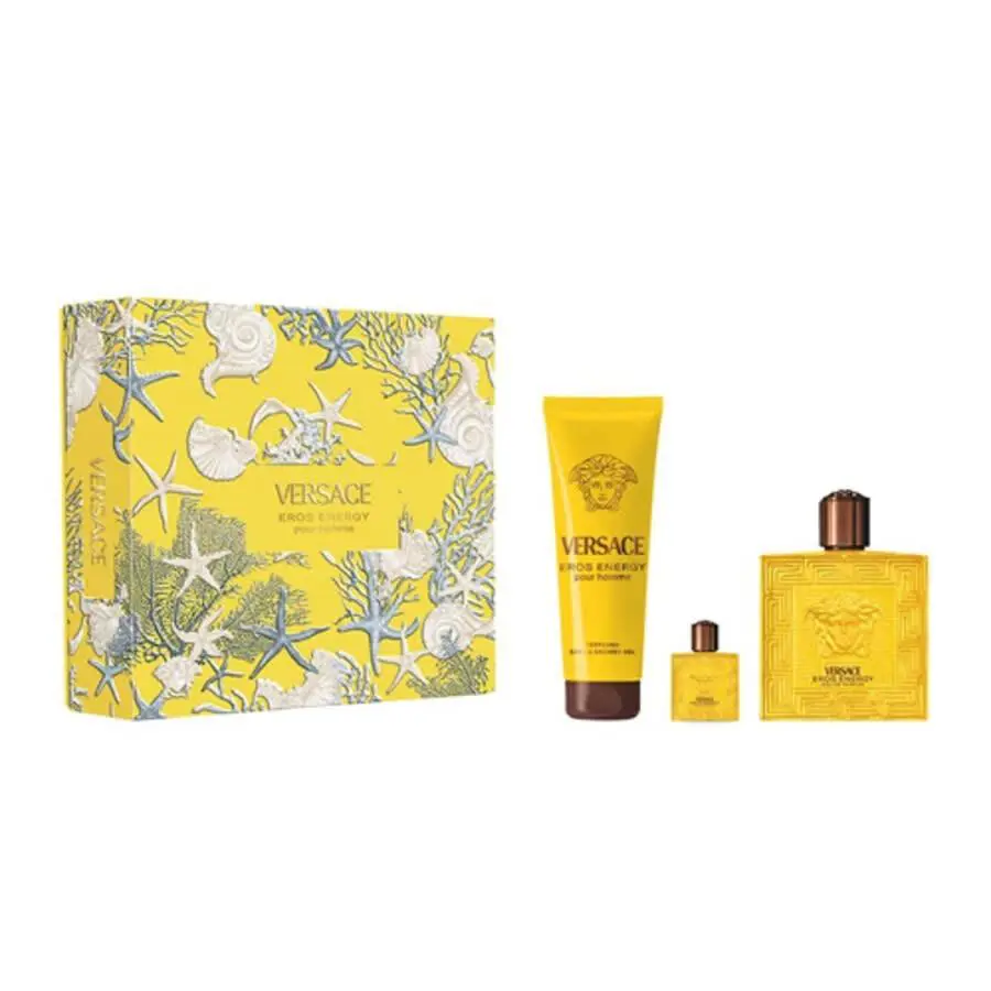 Versace Eros Energy Eau de Parfum Shower Gel 3 Pc Set For Men Boxed