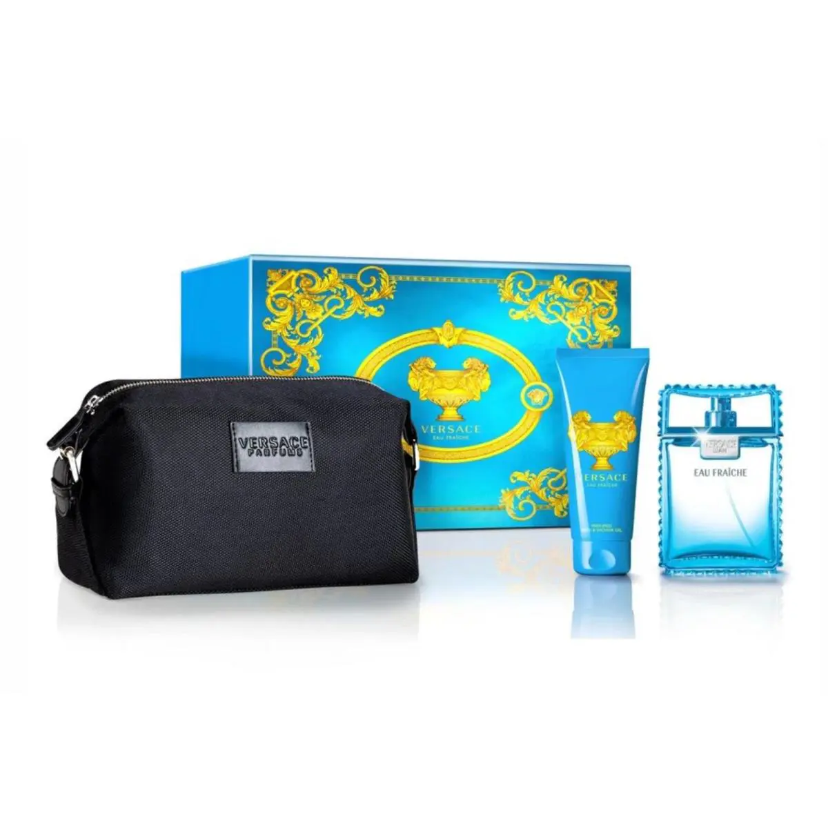 Versace Eau Fraiche 3 Pcs Gift Set 3.4oz Edt + Shower Gel 3.4 OZ + Travel Bag