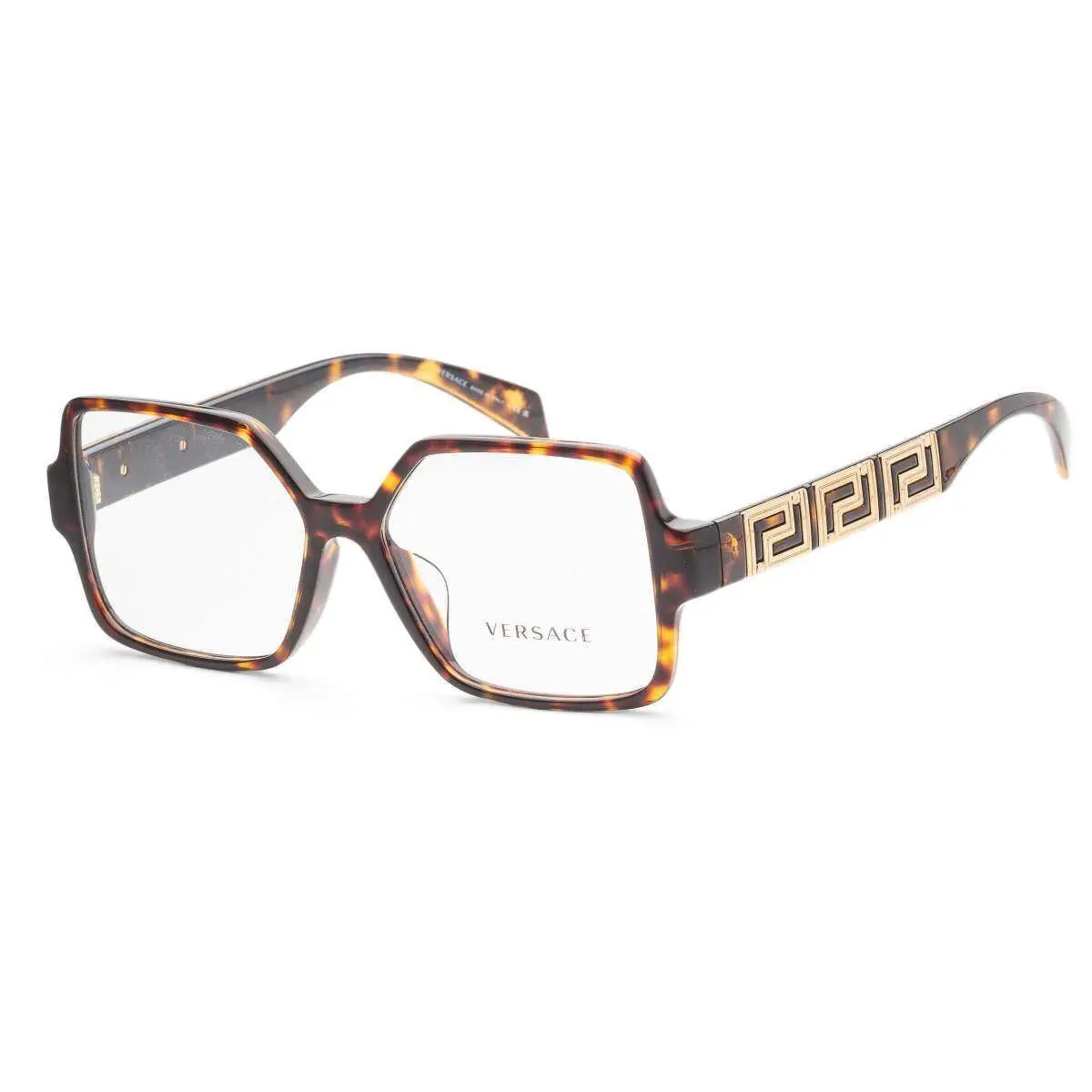Versace Women`s Havana Square Opticals 55-15-140
