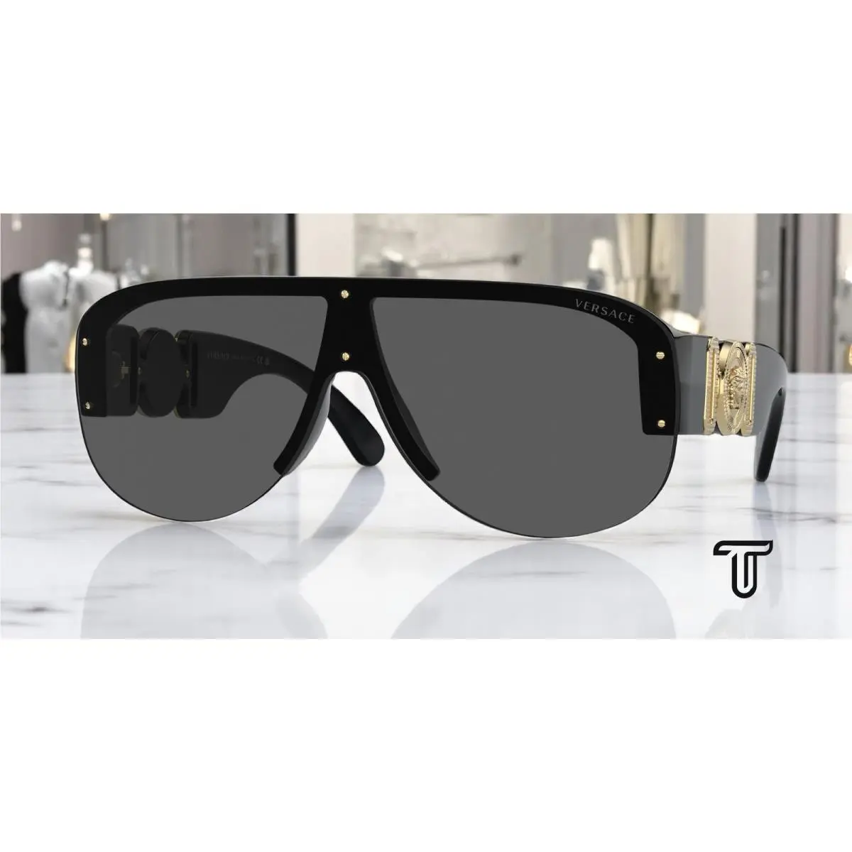 Versace VE4391 GB1 87 Black Dark Grey 48 mm Men`s Sunglasses