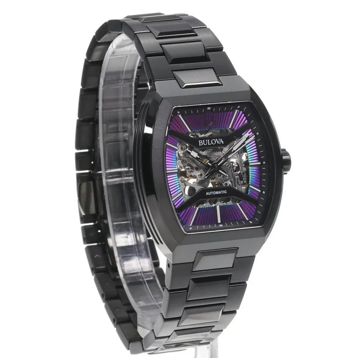 Bulova Maquina Automatic Rainbow Semi-skeleton Dial Men`s Watch 98A320