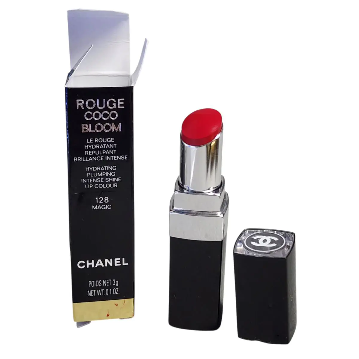 Chanel Rouge Coco Bloom Lip Colour 128 Magic Plumping Intense Shine .1 oz