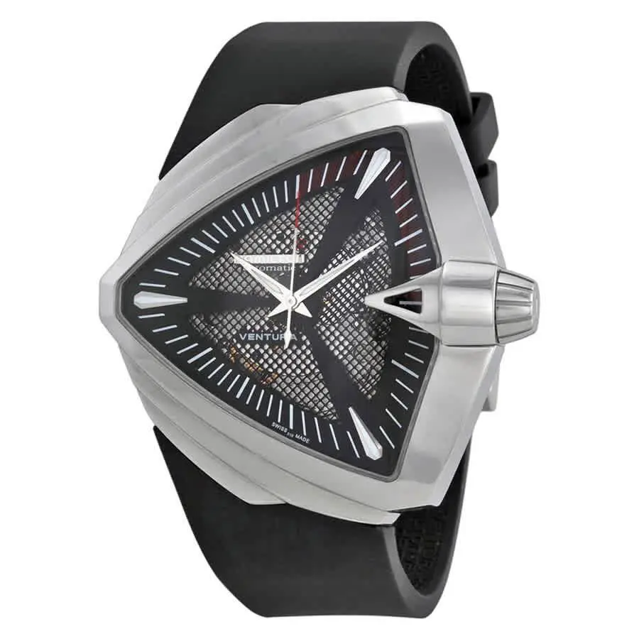 Hamilton Ventura Xxl Automatic Asymmetric Men`s Watch H24655331 - Black / Skeleton, Dial: Black, Band: Black