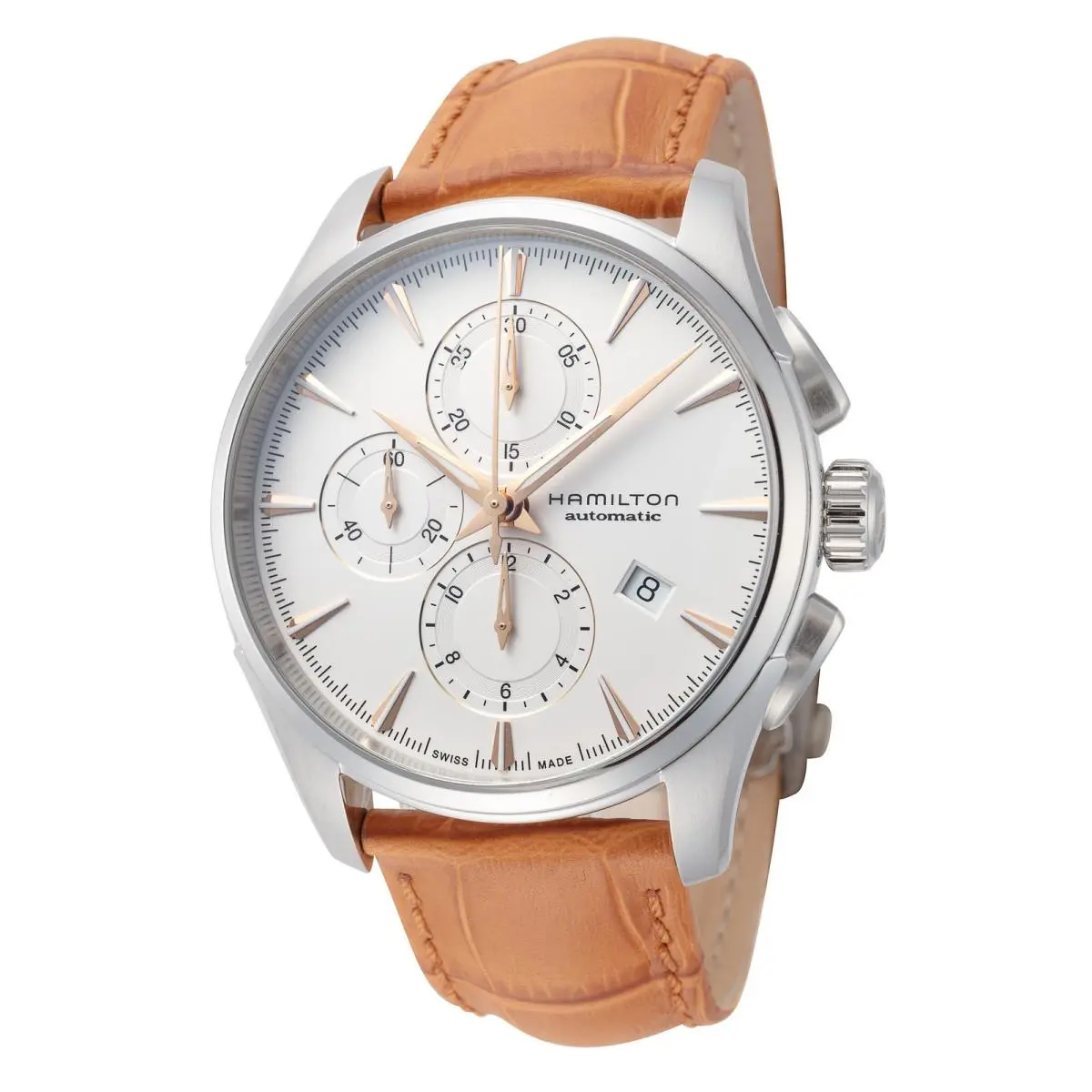 Hamilton Men`s Jazzmaster 42mm Leather Automatic Chronograph Watch H32586511