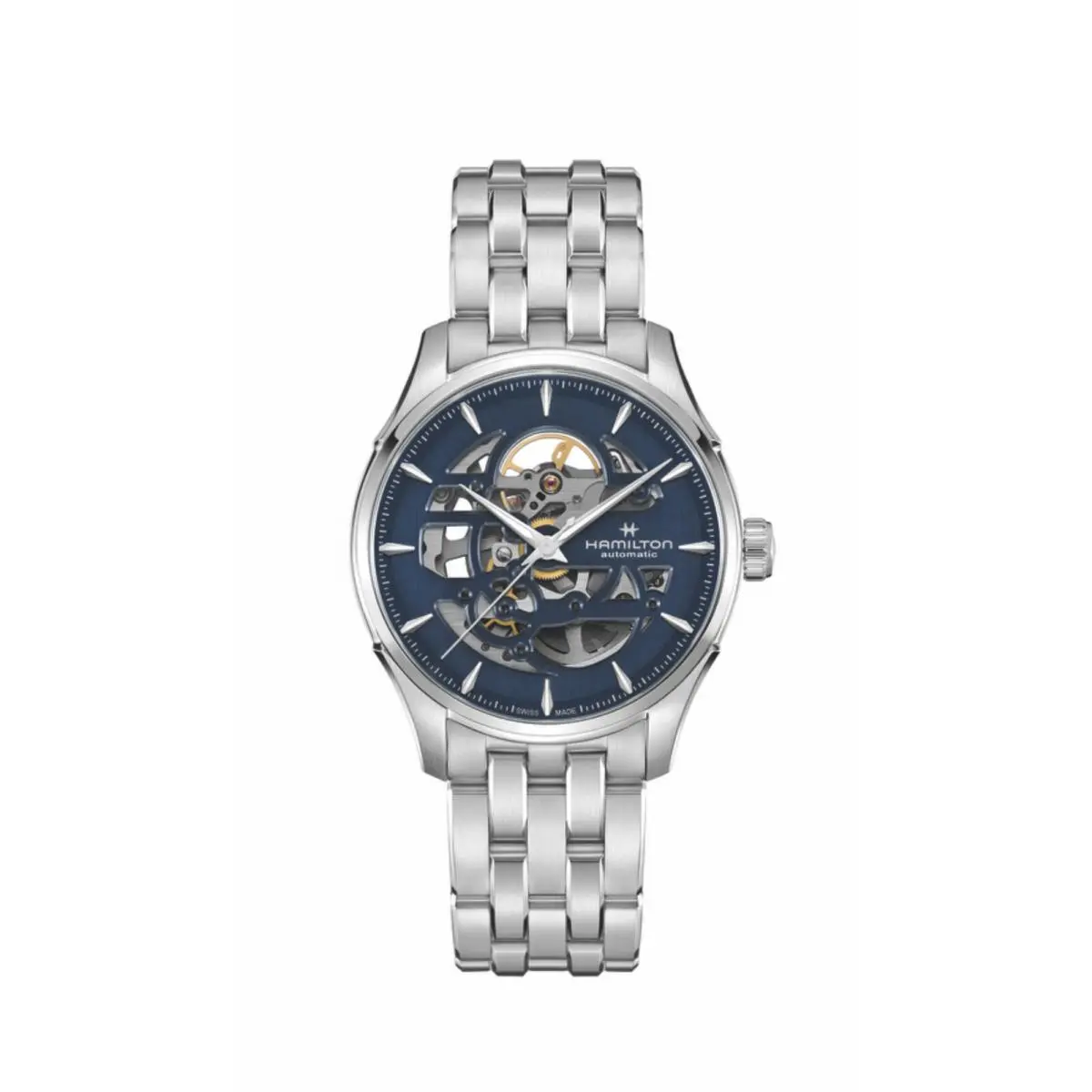 Hamilton H42535141 Jazzmaster Skeleton Steel 40 mm Blue Dial Auto Men`s Watch - Dial: Blue, Band: Silver, Bezel: Silver